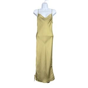 Free People Intimately Slip Dress Womens S Satin Cowl Neck Ruched Strappy 90s